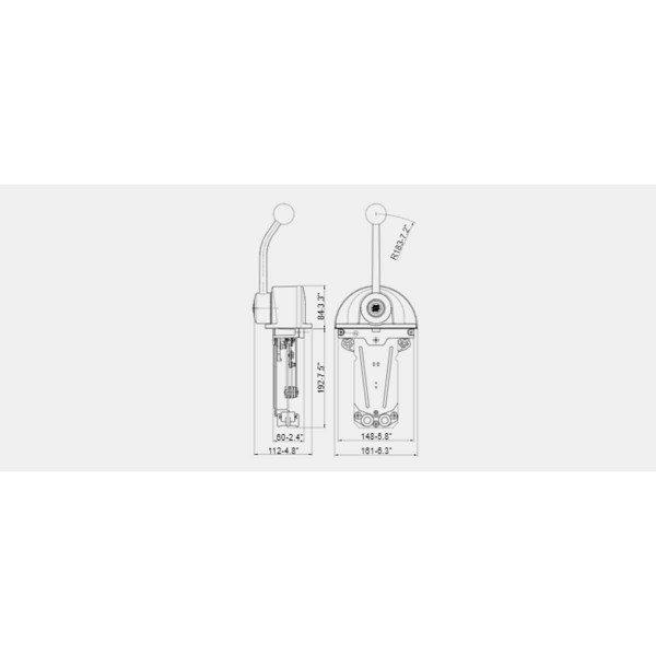 dimensions boitier de commande pupitre bi-fonction b301cr ultraflex de face - N°3 - comptoirnautique.com