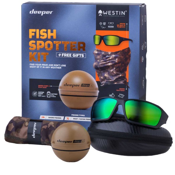 Idée cadeau noël Pack Deeper Fish Spotter NOËL - Deeper Chirp+2 - Lunettes et tour de cou Westin - N°1 - comptoirnautique.com 