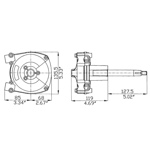dimensions boitier de direction mécanique T 71FC ultraflex - N°3 - comptoirnautique.com 