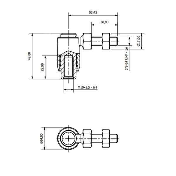 dimensions rotule câble de direction 10x100 - N°2 - comptoirnautique.com