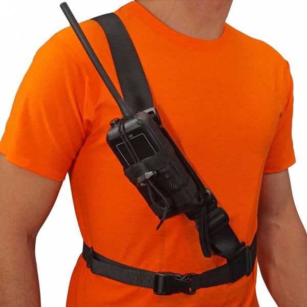 Housse universelle pour VHF portable Icom avec baudrier côté avec VHF portable - N°5 - comptoirnautique.com