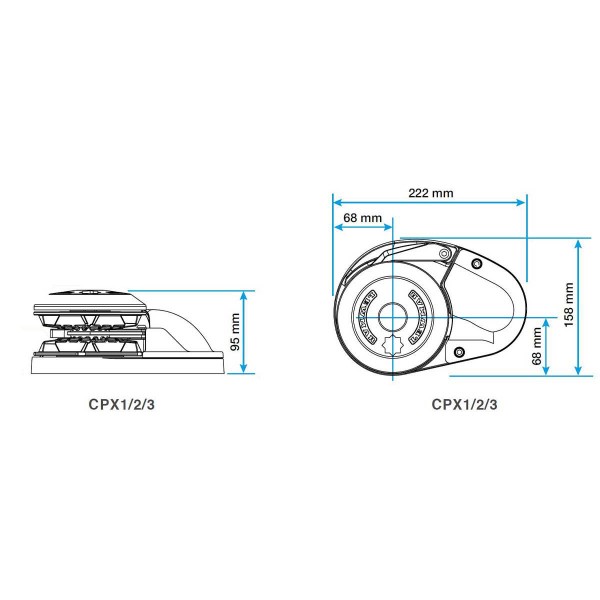 dimensions guindeaux cpx1 lewmar - N°7 - comptoirnautique.com