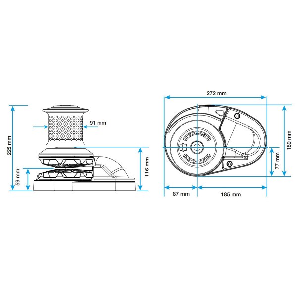 plan d'encombrement guindeau cpx4 2000 w lewmar - N°12 - comptoirnautique.com