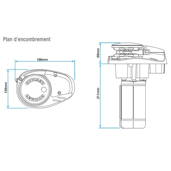 plan d'encombrement guindeau vertical v700 lewmar - N°6 - comptoirnautique.com