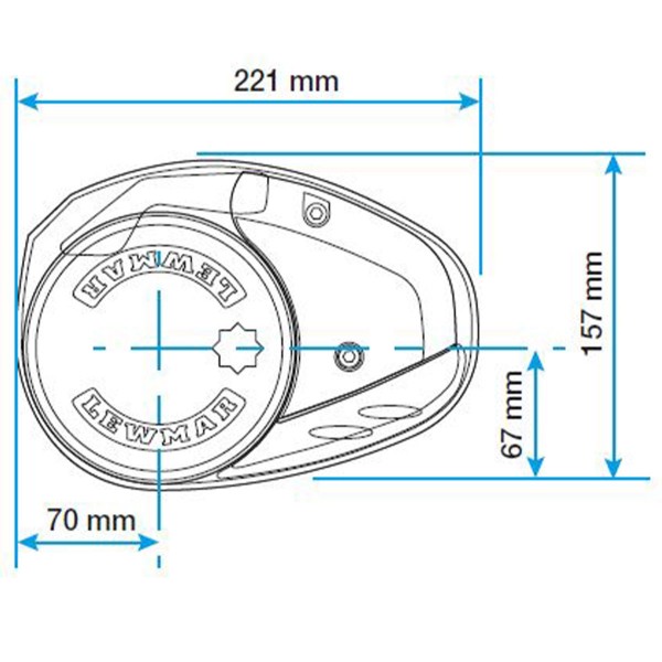 plan d'encombrement guindeau vertical V1 12V Lewmar - N°12 - comptoirnautique.com