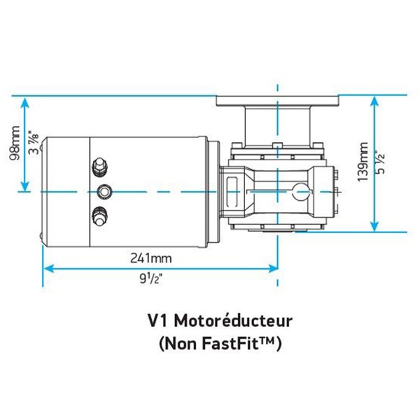 plan d'encombrement motoréducteur V1 non fastfit Lewmar - N°13 - comptoirnautique.com