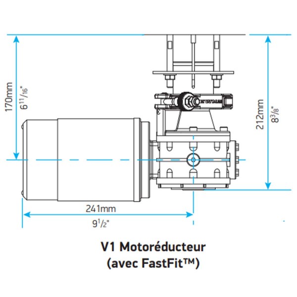 plan d'encombrement motoréducteur V1 fastfit Lewmar - N°14 - comptoirnautique.com 
