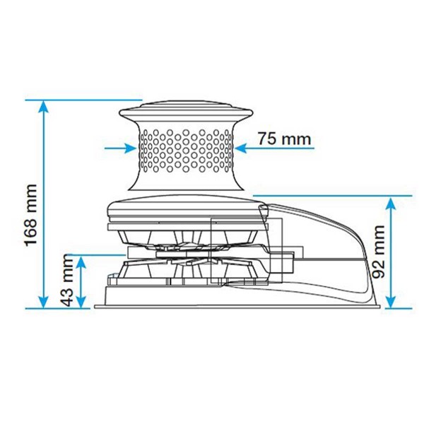 plan d'encombrement guindeau v2 12V 700w avec poupée lewmar - N°12 - comptoirnautique.com