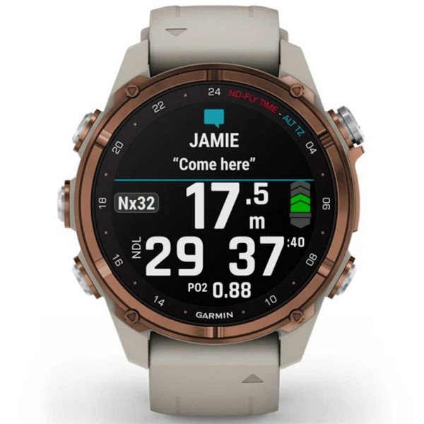 Montre de plongée Garmin Descent Mk3i - bronze/lin - montre connectée GPS - Subwave - messagerie inter-plongeurs - N°12 - comptoirnautique.com