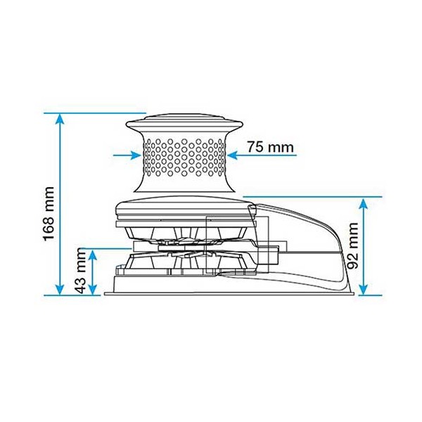 plan d'encombrement guindeau vertical V3-24V-1000W avec poupée - N°13 - comptoirnautique.com