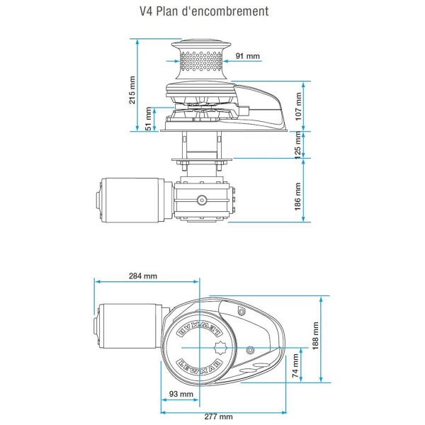 plan d'encombrement guindeau v4 avec ou sans poupée - N°12 - comptoirnautique.com