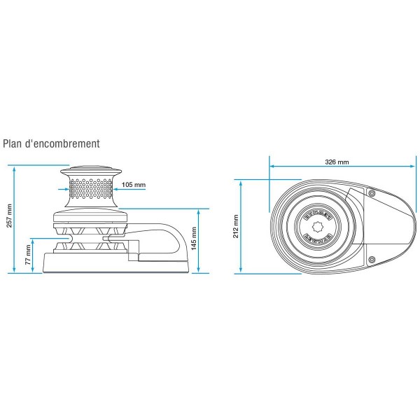 plan d'encombrement guindeau v6 lewmar - N°2 - comptoirnautique.com
