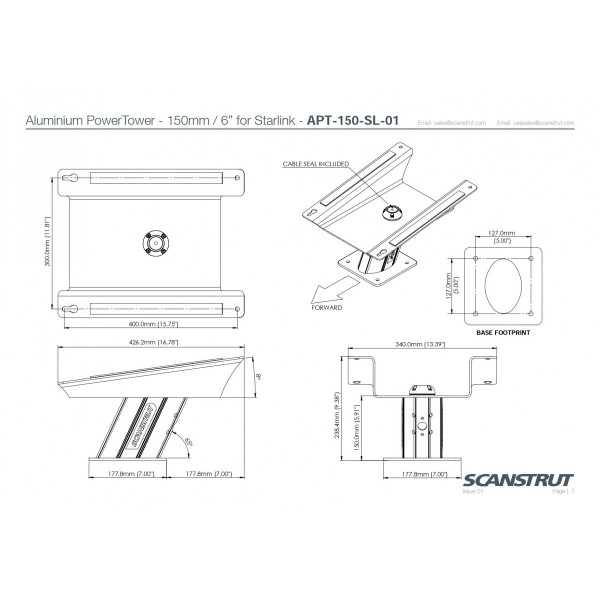 Suporte em cunha de 8° em alumínio para Starlink Flat High-Performance - N°2 - comptoirnautique.com