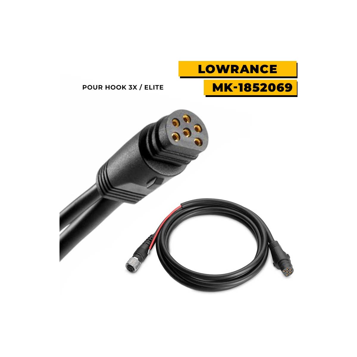 Câble adaptateur sonde US2 pour sondeurs - MK-1852069 : LOWRANCE 6 pins pour HOOK 3x / ELITE (20 cm)