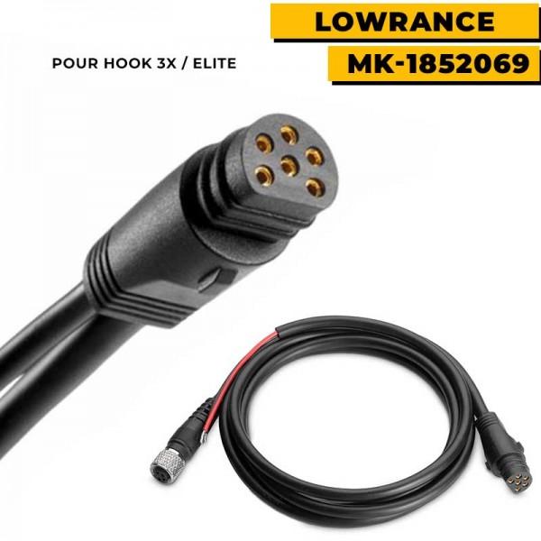 Câble adaptateur sonde US2 pour sondeurs - MK-1852069 : LOWRANCE 6 pins pour HOOK 3x / ELITE (20 cm) - N°5 - comptoirnautique.com