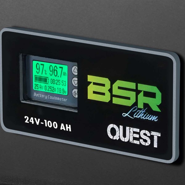 Écran LCD sur la valise lithium BSR Prestige Brushless LifePO4 GEN2 24V-100A 1 sortie pour moteur électrique Brushless de pêche - N°3 - comptoirnautique.com