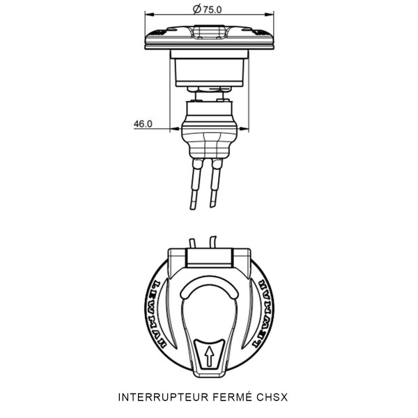 Interrupteur CHSX fermé - noir - N°3 - comptoirnautique.com 