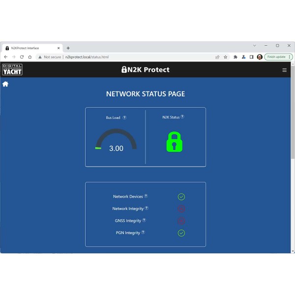 Statut du réseau NMEA2000 du bateau sur interface web intégrée au système de cybersécurité NMEA2000 Digital Yacht N2K Protect - N°7 - comptoirnautique.com