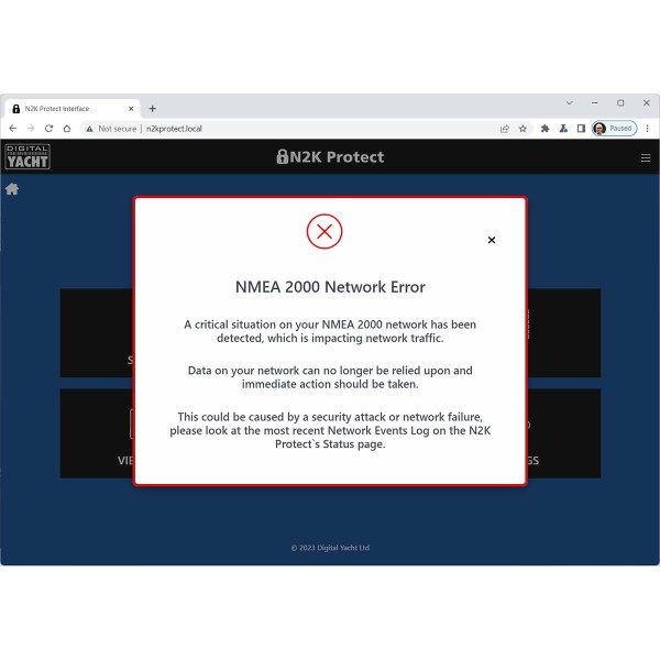 Alerte erreur sur réseau NMEA2000 du système de cybersécurité NMEA2000 Digital Yacht N2K Protect - N°9 - comptoirnautique.com