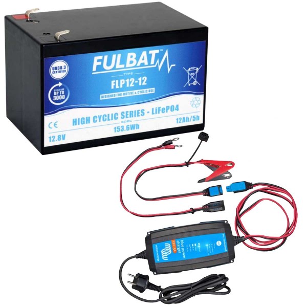 Pack batterie lithium Life LifePO4 Fulbat 12V/12A + chargeur IP65 - N°1 - comptoirnautique.com 