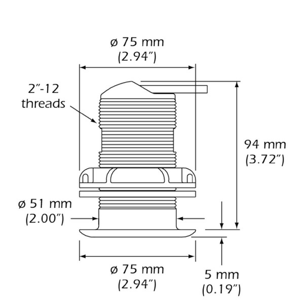 Dimensions de la sonde Airmar P19 traversante - N°4 - comptoirnautique.com