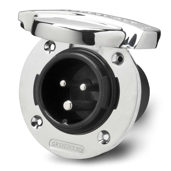 Prise mâle étanche inox ouverte - N°1 - comptoirnautique.com