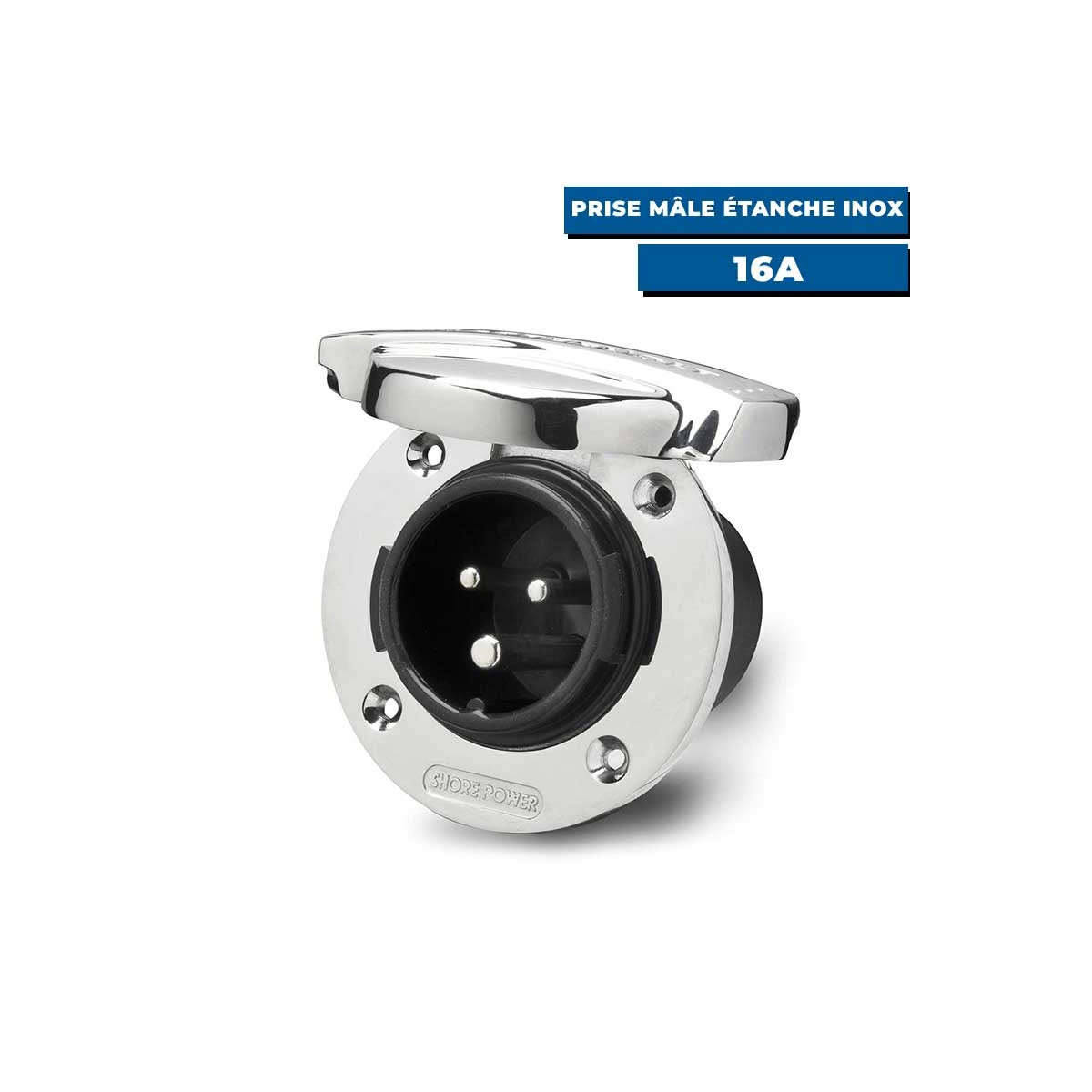 Prise mâle étanche inox ouverte 16A