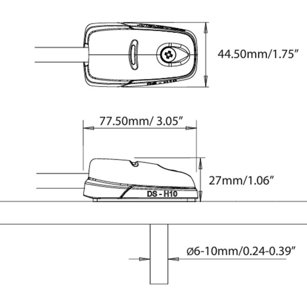 dimensions Passe-câble horizontal - N°11 - comptoirnautique.com