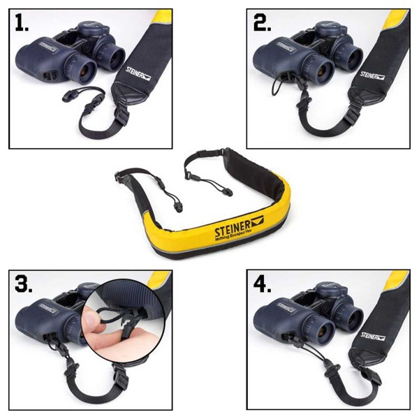 schéma utilisation Lanière flottante pour jumelles Navigator - N°1 - comptoirnautique.com