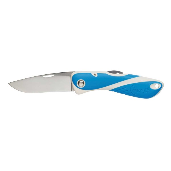 Couteau Aquaterra lame lisse manche bleu/blanc - N°1 - comptoirnautique.com