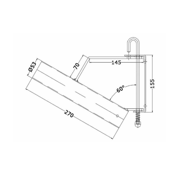 Dimensions du porte canne tangon orientable par broche Seanox - N°2 - comptoirnautique.com