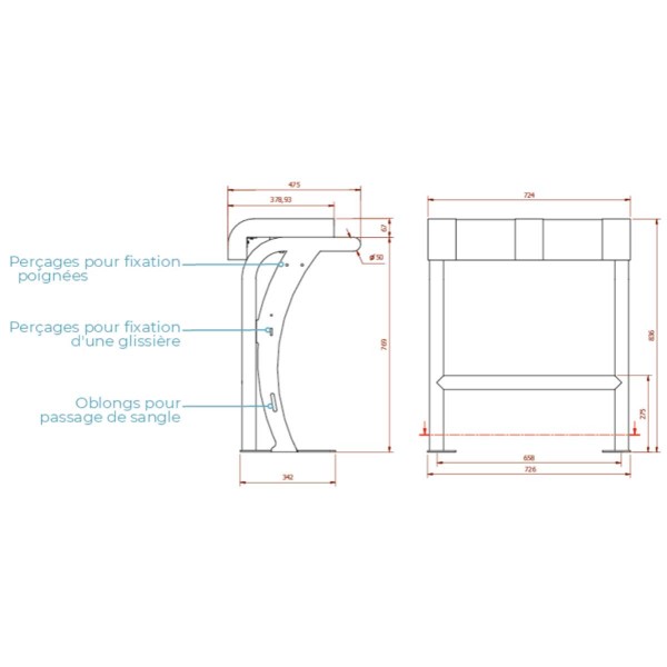 dimensions leaning post access seanox - N°5 - comptoirnautique.com