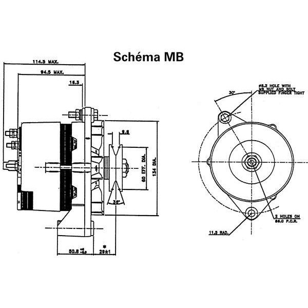 Alternador 12V 70A (sem polia) - N°2 - comptoirnautique.com